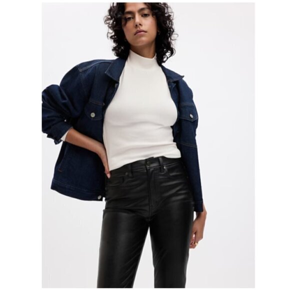 GAP High Rise Vegan Leather Vintage Slim Ankle Jeans Black Size 30/10 RT$90 NEW - Picture 7 of 15